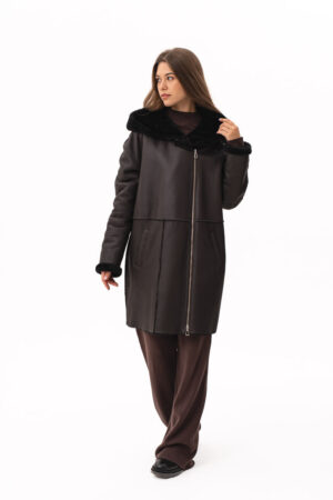 Дублянка жіноча з натуральної овчини коричнева, модель 6309/kps