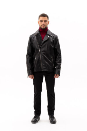 Куртка чоловіча з натуральної шкіри чорна, модель Dv-9022