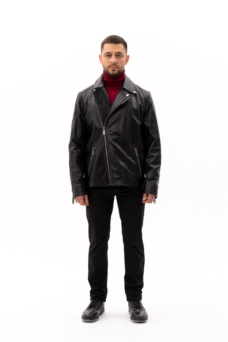 Куртка чоловіча з натуральної шкіри чорна, модель Dv-9022 Куртка чоловіча з натуральної шкіри чорна, модель Dv-9022