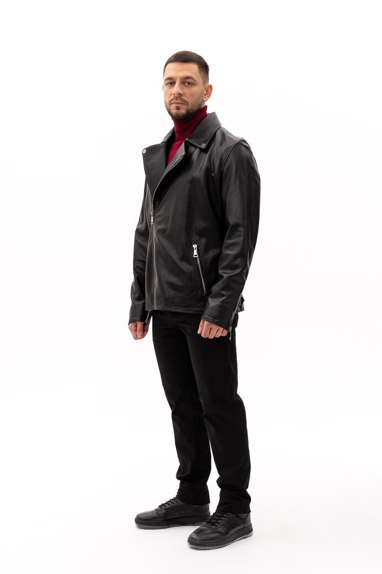 Куртка мужская из натуральной кожи черная, модель Dv-9022 Куртка мужская из натуральной кожи черная, модель Dv-9022