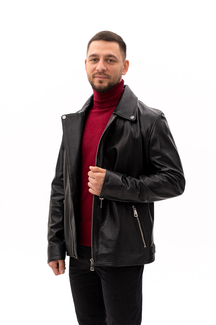 Куртка чоловіча з натуральної шкіри чорна, модель Dv-9022 Куртка чоловіча з натуральної шкіри чорна, модель Dv-9022