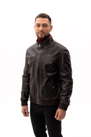 Куртка чоловіча з натуральної шкіри коричнева, модель 4706