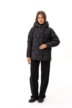 Куртка женские из тканей черные, модель M-198/kps