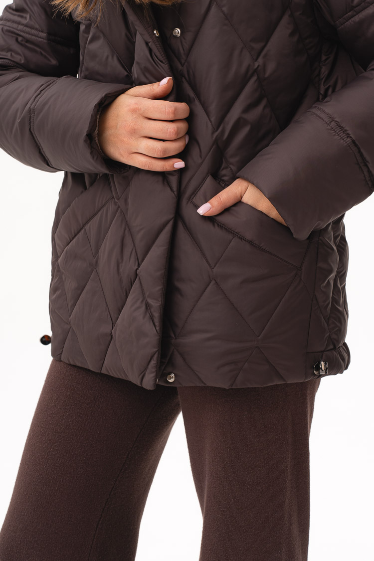 Куртка жіноча з нейлон/экопух шоколад, модель M-171/kps Куртка жіноча з нейлон/экопух шоколад, модель M-171/kps