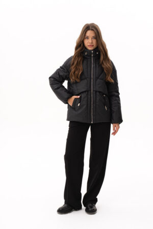 Куртка женские из тканей черные, модель M-198/kps Куртка женские из тканей черные, модель M-198/kps