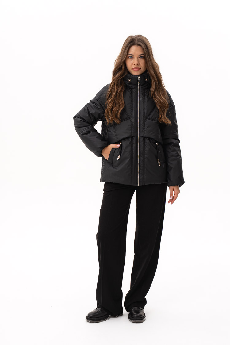 Куртка женские из тканей черные, модель M-198/kps Куртка женские из тканей черные, модель M-198/kps