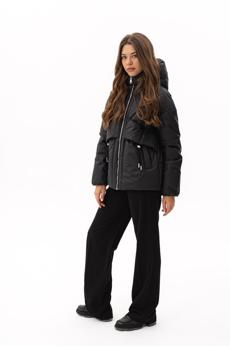 Куртка женские из тканей черные, модель M-198/kps Куртка женские из тканей черные, модель M-198/kps