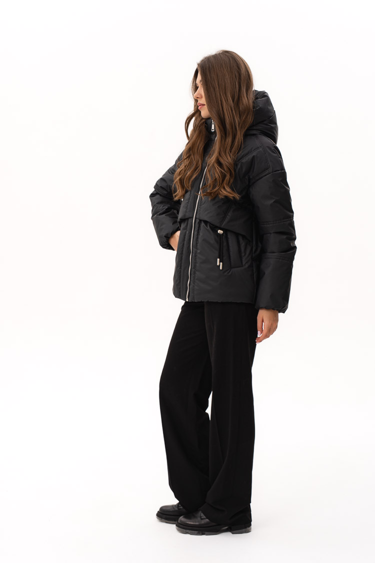 Куртка женские из тканей черные, модель M-198/kps Куртка женские из тканей черные, модель M-198/kps
