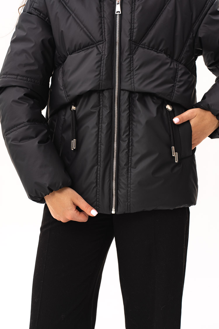 Куртка женские из тканей черные, модель M-198/kps Куртка женские из тканей черные, модель M-198/kps