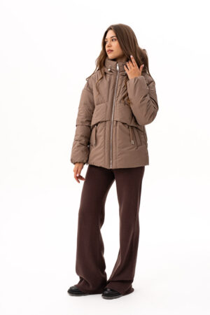 Куртка жіноча з тканини coffee, модель M-198/kps