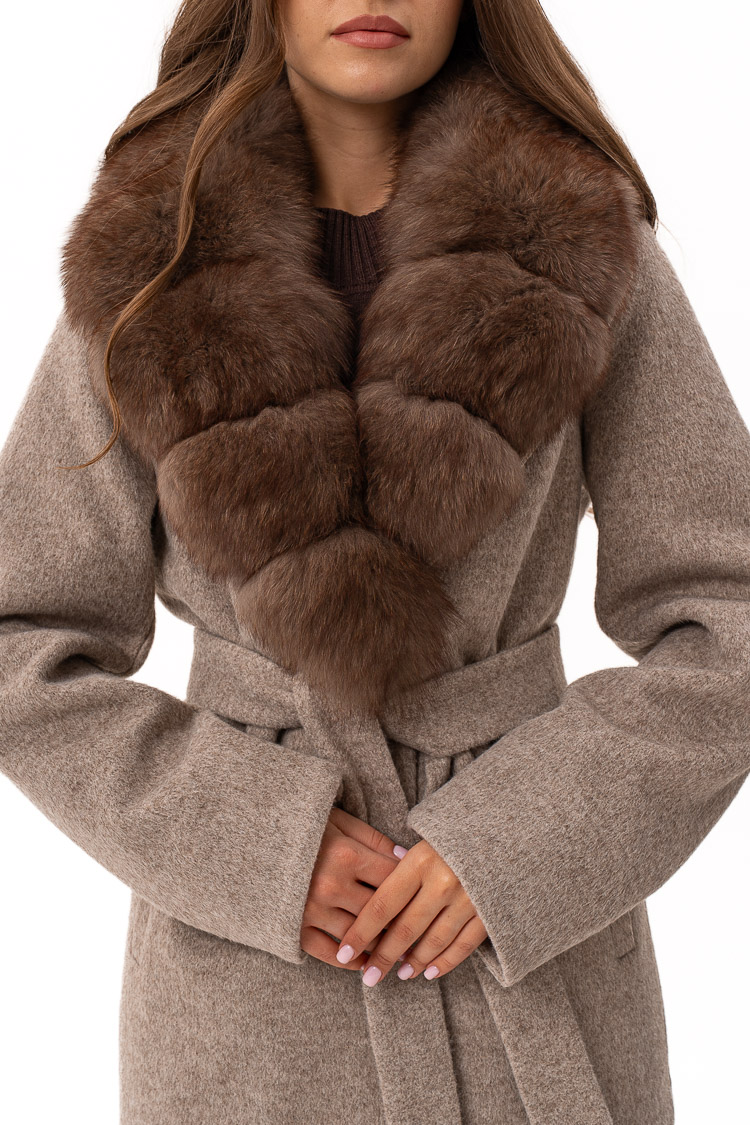 Пальто женское из шерсть серое, модель 25004/110 Пальто женское из шерсть серое, модель 25004/110