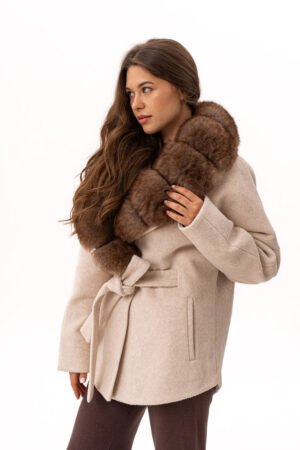 Пальто жіноче з вовни бежеве, модель 25006/75