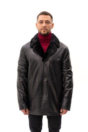 Дублянка чоловіча з jumbo/мутон/норки чорна, модель 82451-1 Дублянка чоловіча з jumbo/мутон/норки чорна, модель 82451-1