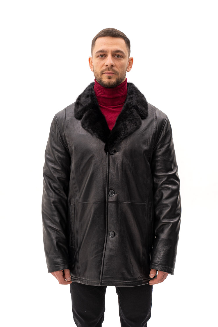 Дублянка чоловіча з jumbo/мутон/норки чорна, модель 82451-1 Дублянка чоловіча з jumbo/мутон/норки чорна, модель 82451-1