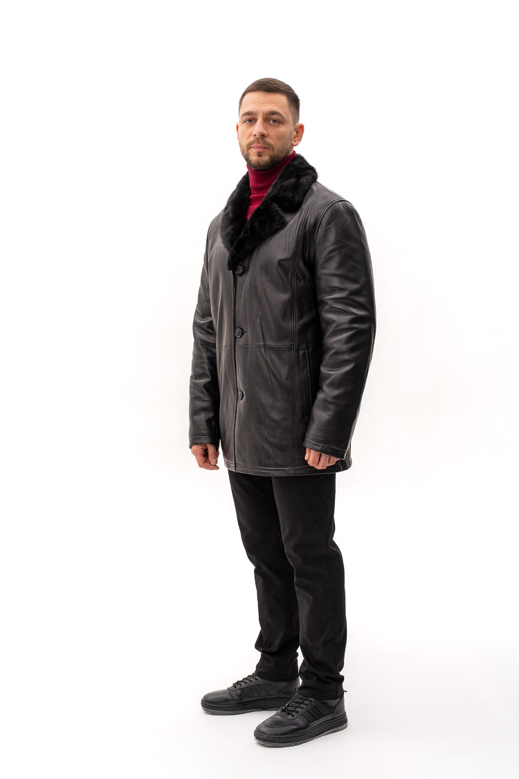 Дублянка чоловіча з jumbo/мутон/норки чорна, модель 82451-1 Дублянка чоловіча з jumbo/мутон/норки чорна, модель 82451-1