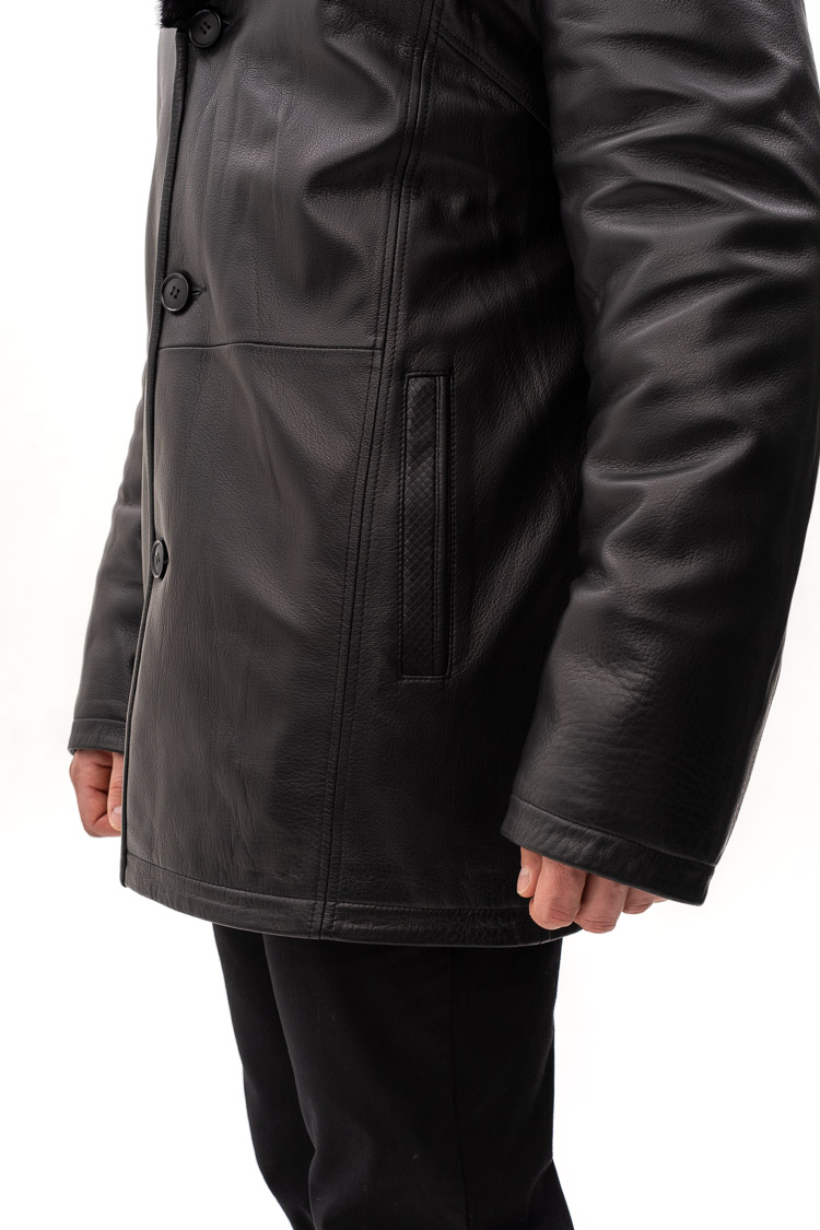 Дублянка чоловіча з jumbo/мутон/норки чорна, модель 82451-1 Дублянка чоловіча з jumbo/мутон/норки чорна, модель 82451-1