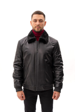 Дублянка чоловіча з jumbo/мутон/норки чорна, модель 2591 Дублянка чоловіча з jumbo/мутон/норки чорна, модель 2591