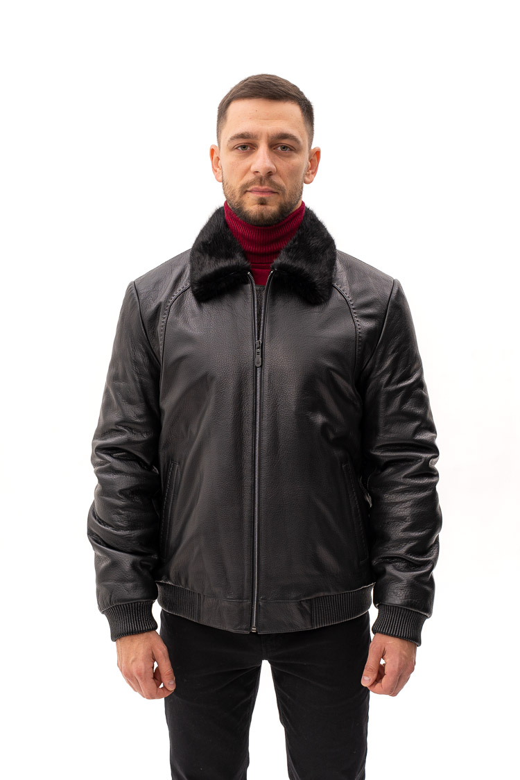 Дубленка мужская из jumbo/мутон/норки черная, модель 2591 Дубленка мужская из jumbo/мутон/норки черная, модель 2591