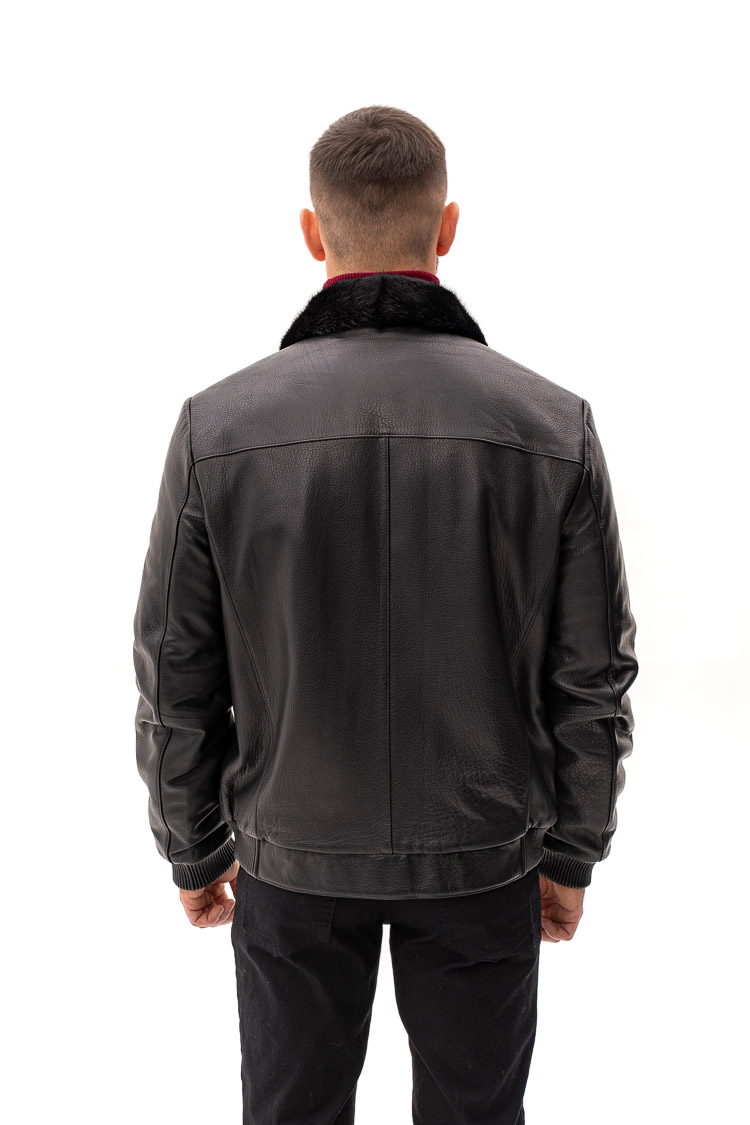 Дубленка мужская из jumbo/мутон/норки черная, модель 2591 Дубленка мужская из jumbo/мутон/норки черная, модель 2591