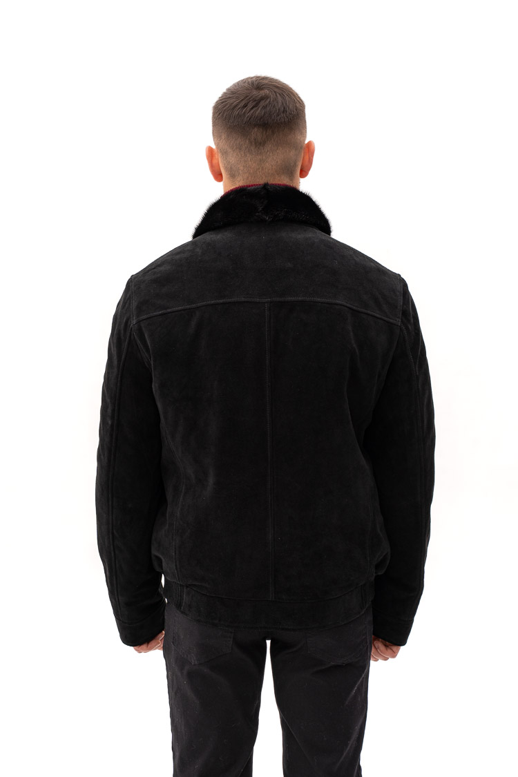 Дублянка чоловіча з замш/тоскана/питон/норки чорна, модель 82436 Дублянка чоловіча з замш/тоскана/питон/норки чорна, модель 82436