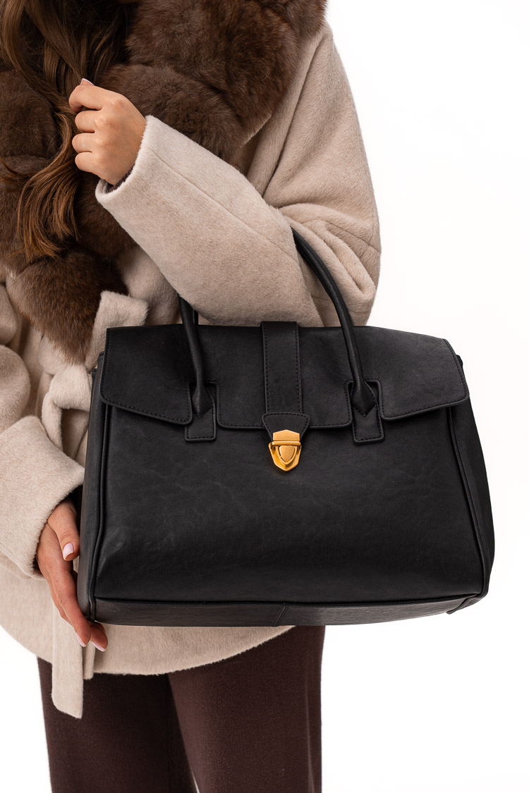 Сумка жіноча з натуральної шкіри чорна, модель Q 6098/портфель Сумка жіноча з натуральної шкіри чорна, модель Q 6098/портфель