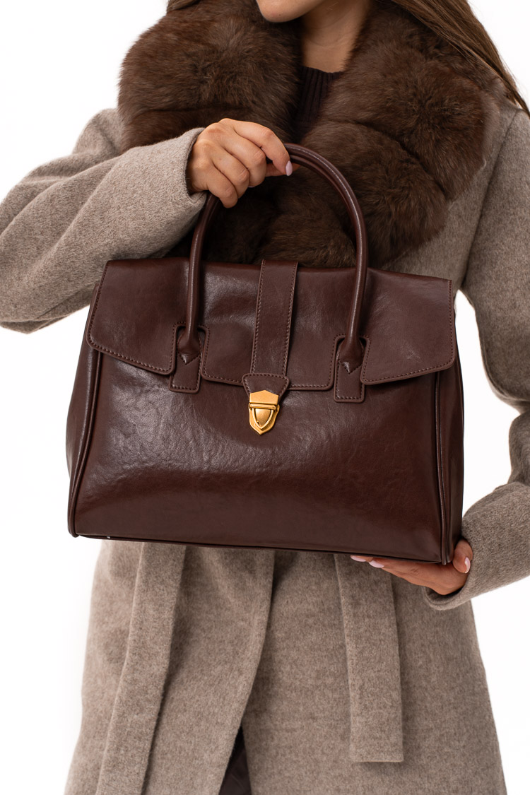 Сумка женская из натуральной кожи шоколад, модель Q 6098/портфель Сумка женская из натуральной кожи шоколад, модель Q 6098/портфель